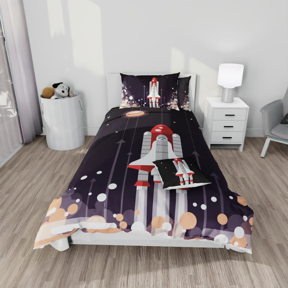 Space Shuttle Launch Reversible Duvet Bed Set - Kidz Bedding