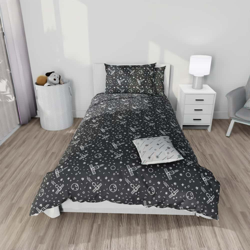 Space Line Pattern Reversible Duvet Bed Set - Kidz Bedding