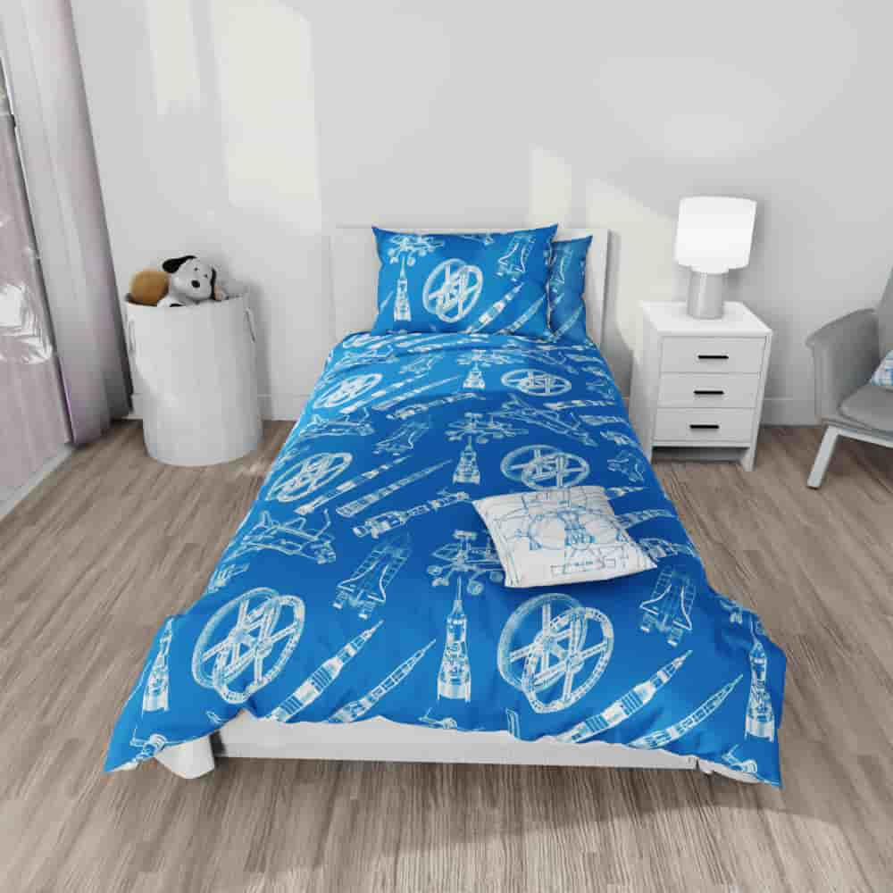 Space Retro Diagrams Reversible Duvet Bed Set - Kidz Bedding