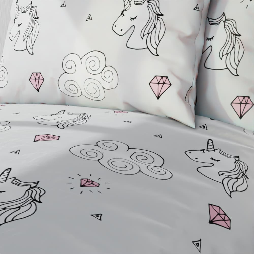 Unicorn Line Drawing Reversible Duvet Bed Set - Kidz Bedding