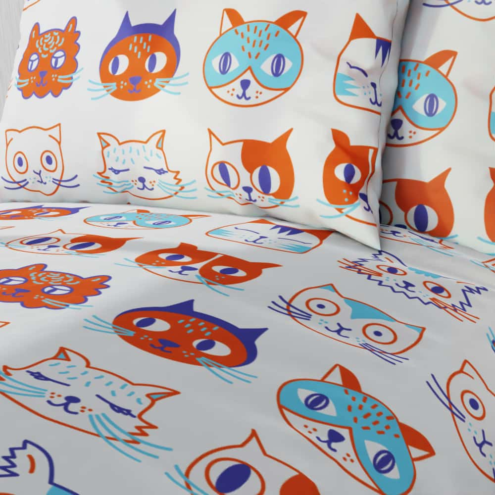 Cats for Kids Pattern Reversible Duvet Bed Set - Kidz Bedding