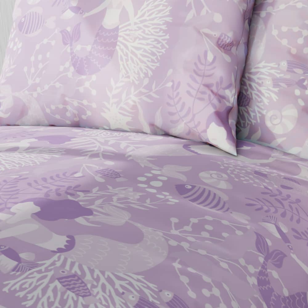 Mermaid Under The Sea Purple Reversible Duvet Bed Set - Kidz Bedding