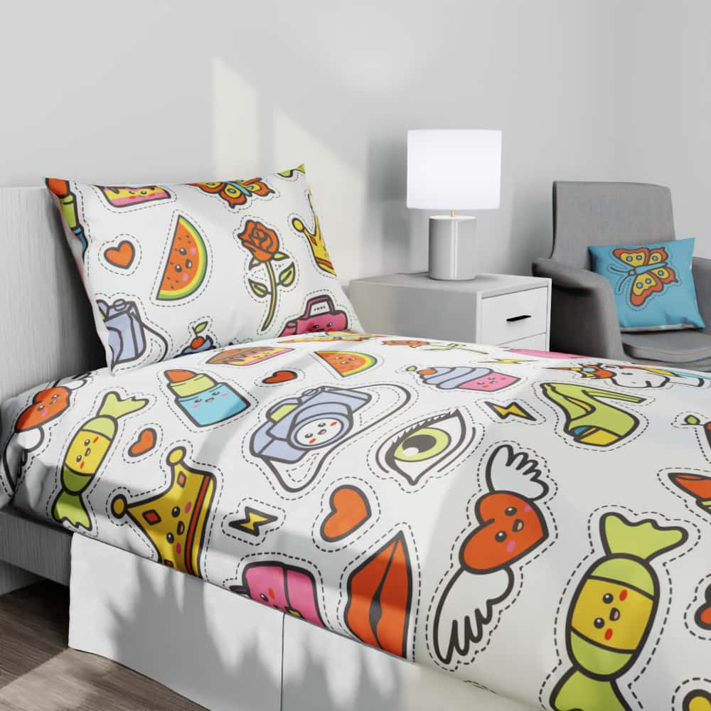 Unicorn Fashion Patch Reversible Duvet Bed Set - Kidz Bedding