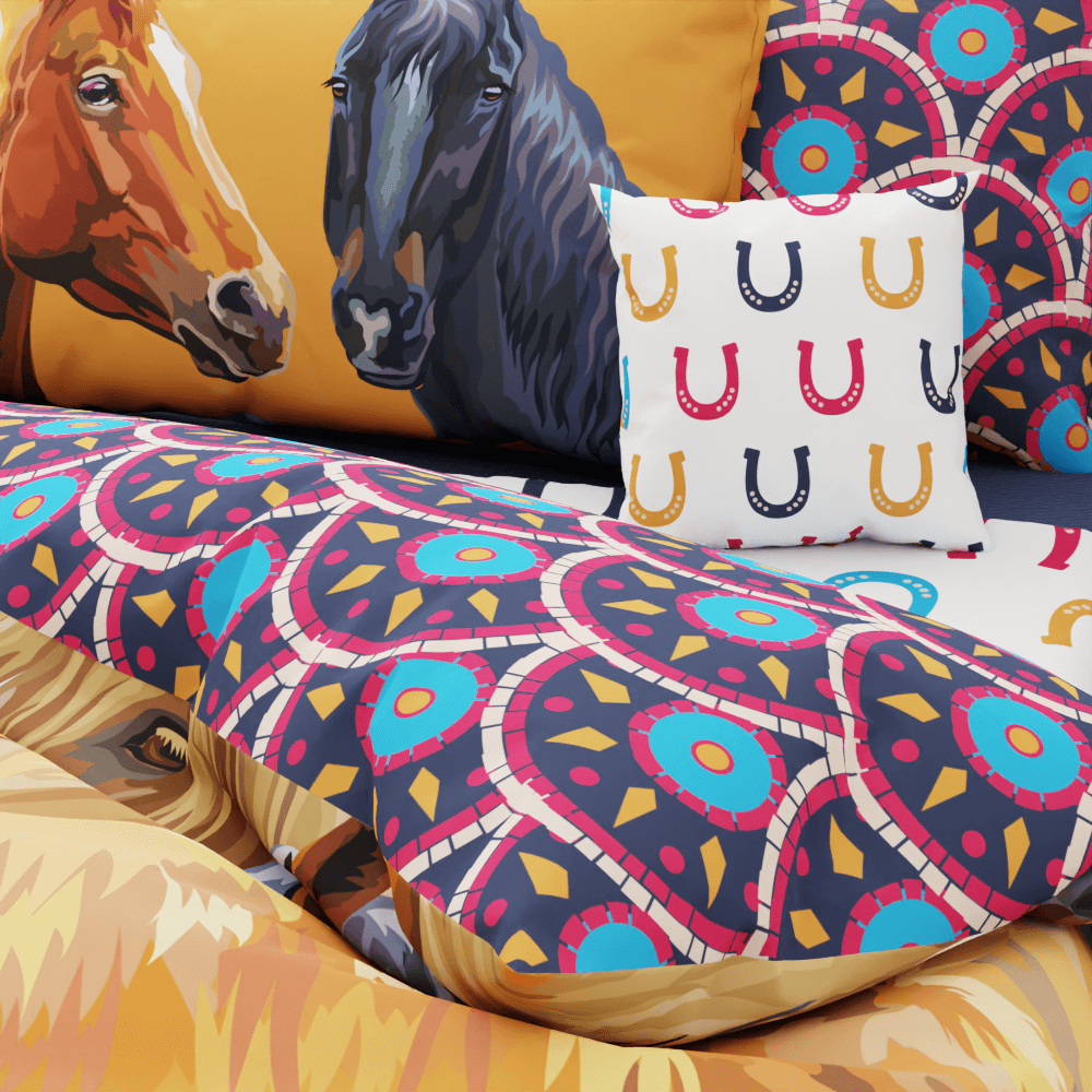 Horse Mosaic Reversible Duvet Bed Set - Kidz Bedding