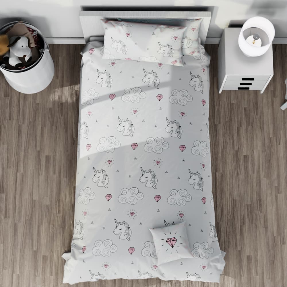 Unicorn Line Drawing Reversible Duvet Bed Set - Kidz Bedding