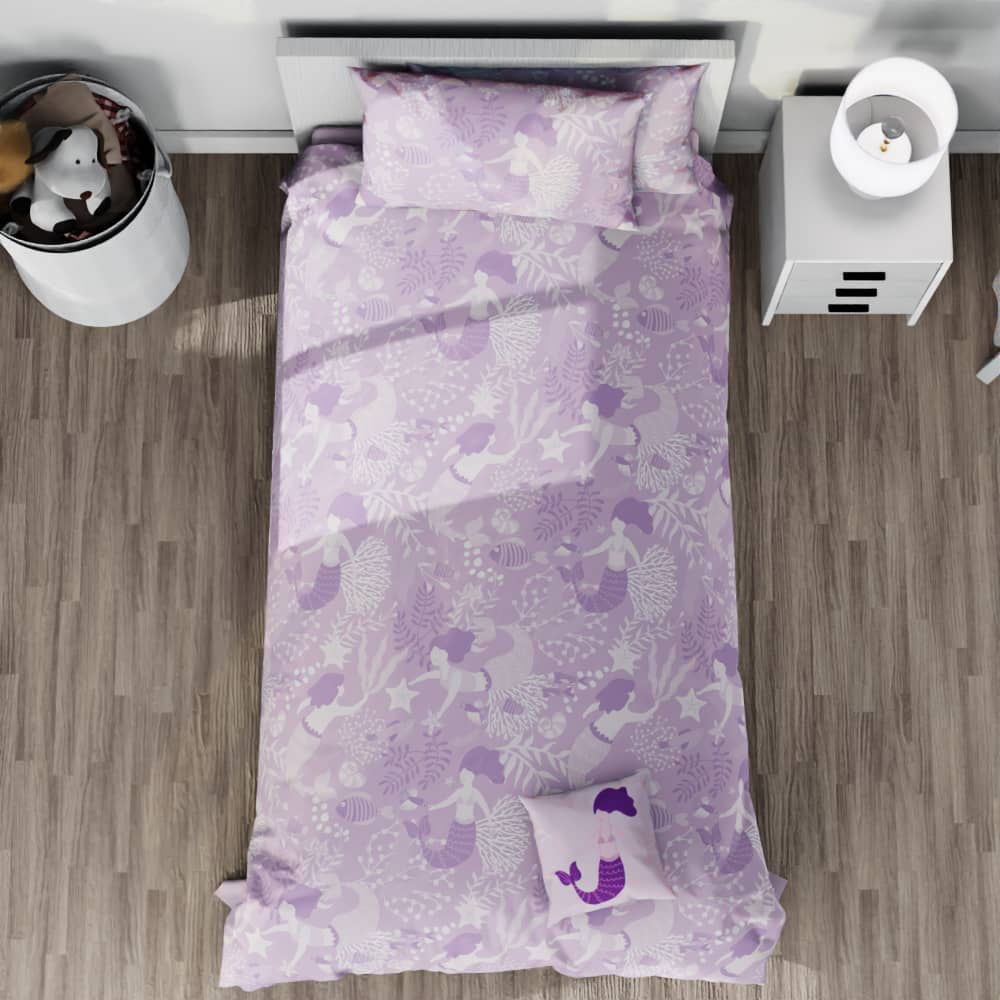 Mermaid Under The Sea Purple Reversible Duvet Bed Set - Kidz Bedding