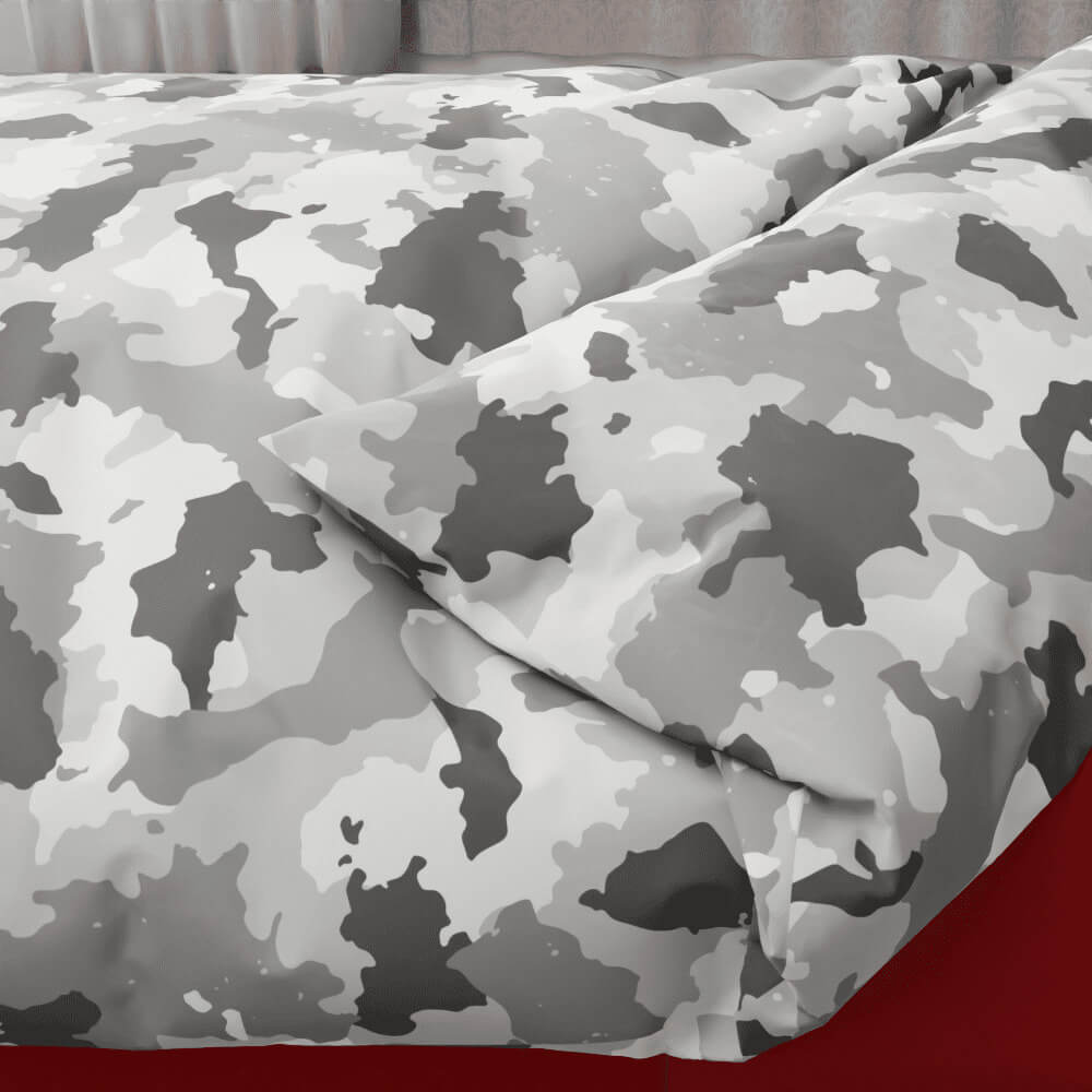 Camouflage Soft Gray Duvet Quilt Cover - Kidz Bedding