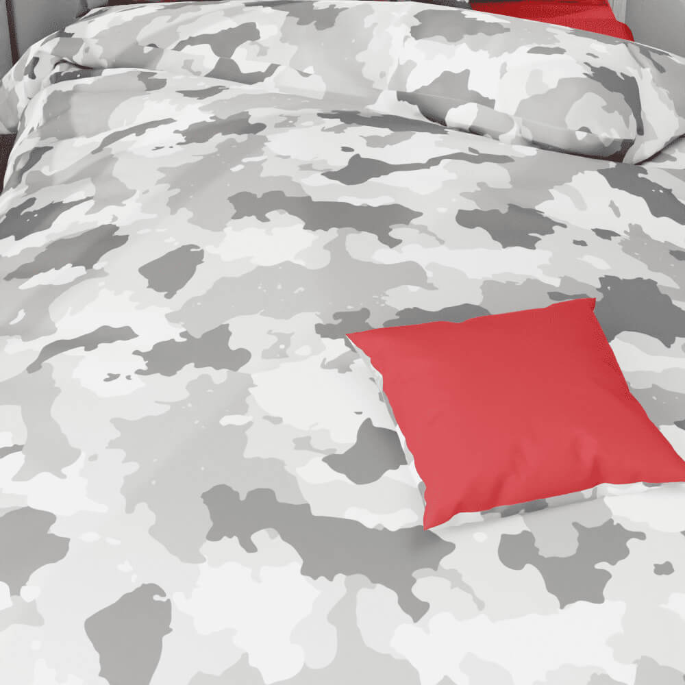 Camouflage Soft Gray Duvet Quilt Cover - Kidz Bedding