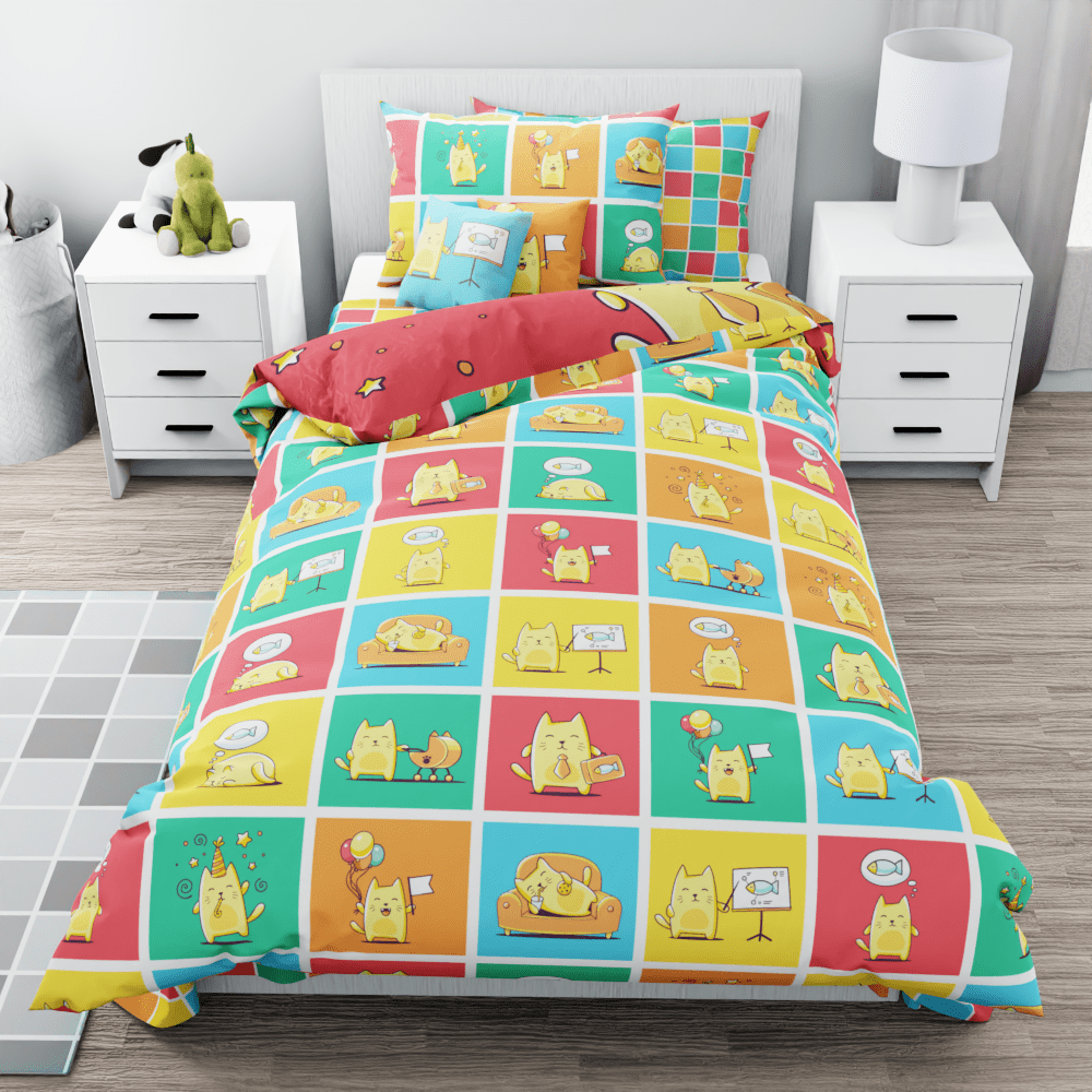 Cat Character Reversible Duvet Bed Set - Kidz Bedding