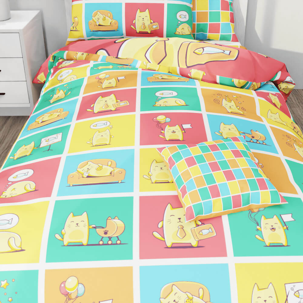 Cat Character Duvet Quilt Cover - Kidz Bedding