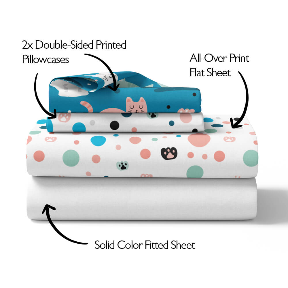 Cats and Pawprints 4pc Sheet Set - Kidz Bedding