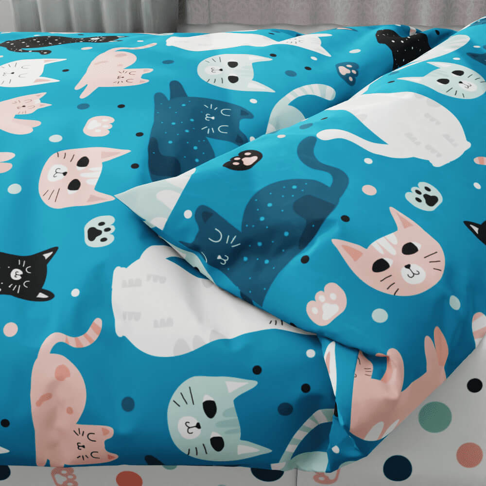 Cats and Pawprints Duvet Quilt Cover - Kidz Bedding