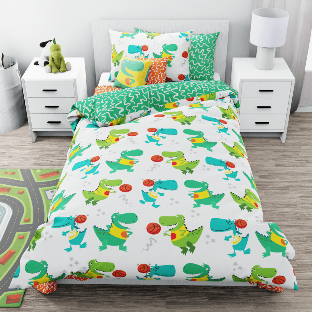 Basketball Dinosaur Reversible Duvet Bed Set - Kidz Bedding