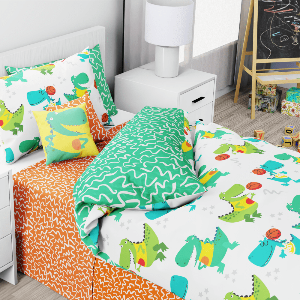 Basketball Dinosaur Reversible Duvet Bed Set - Kidz Bedding