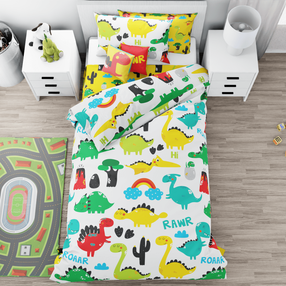 Dinosaur Cartoon Reversible Duvet Bed Set - Kidz Bedding