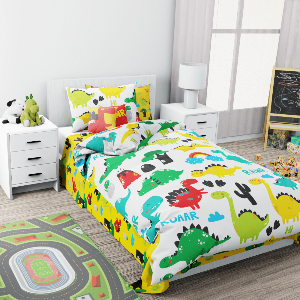 Dinosaur Cartoon Reversible Duvet Bed Set - Kidz Bedding