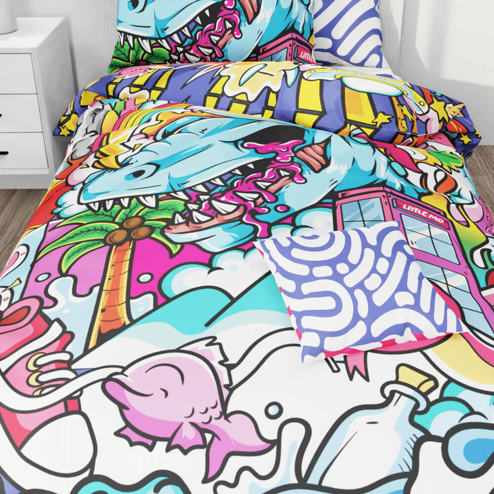 Dinosaur Graffiti Duvet Quilt Cover - Kidz Bedding