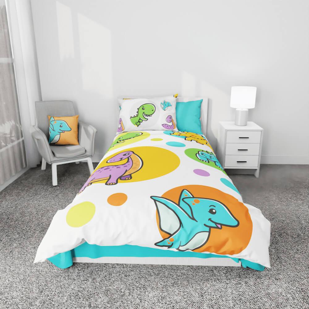 Dinosaur Circles Reversible Duvet Bed Set - Kidz Bedding