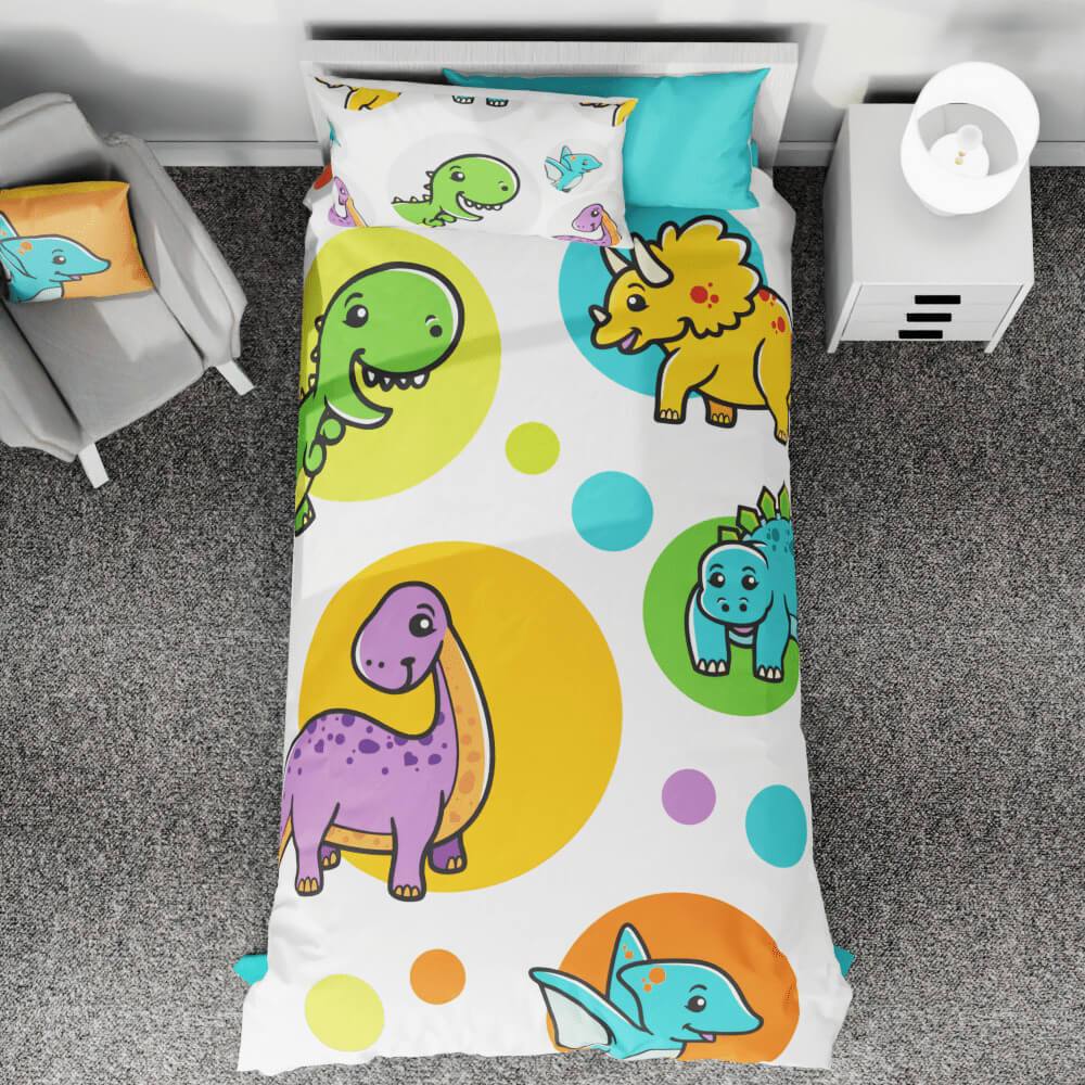 Dinosaur Circles Reversible Duvet Bed Set - Kidz Bedding