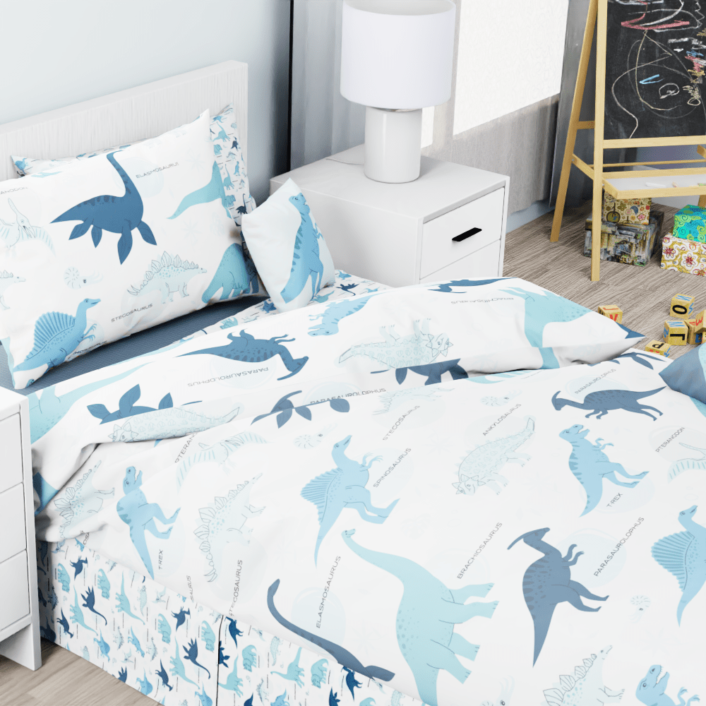 Blue Dinosaur Pattern Reversible Duvet Bed Set - Kidz Bedding