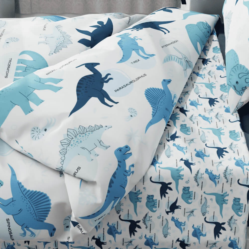 Blue Dinosaur Pattern Duvet Quilt Cover - Kidz Bedding