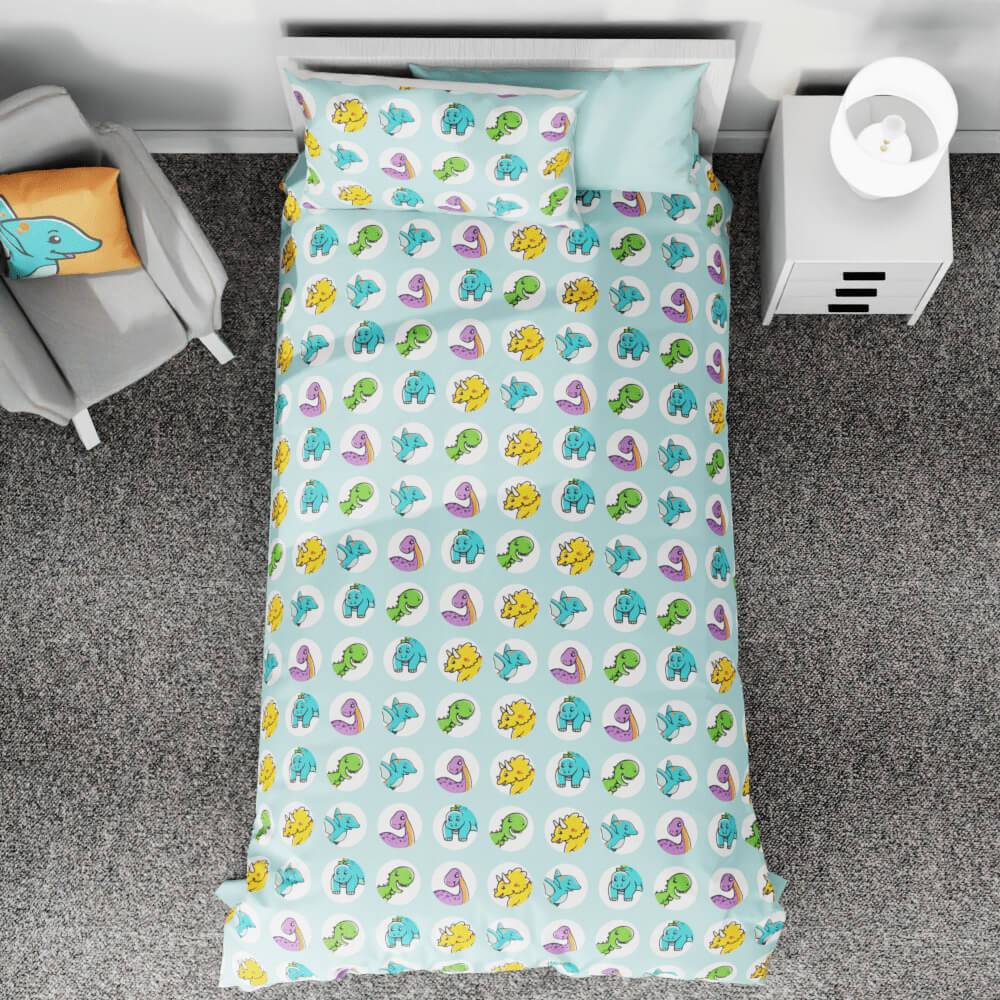 Little Mo Peaky Dinosaur Circles Reversible Duvet Bed Set - Kidz Bedding