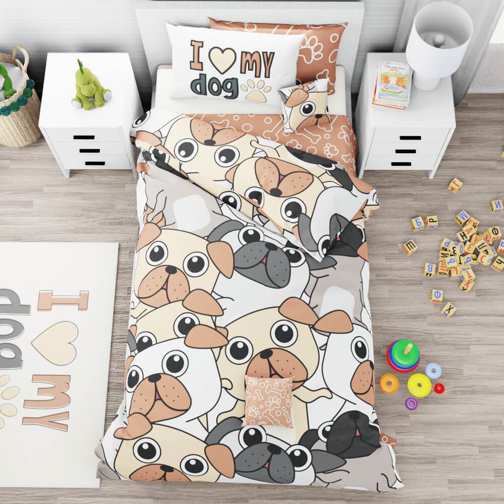 Big Face Dogs Reversible Duvet Bed Set - Kidz Bedding