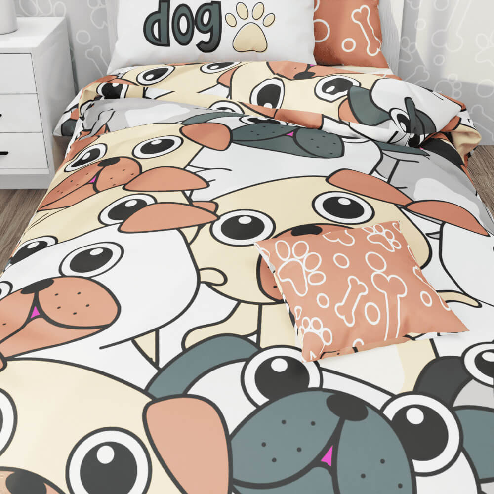 Big Face Dogs Duvet Quilt Cover - Kidz Bedding