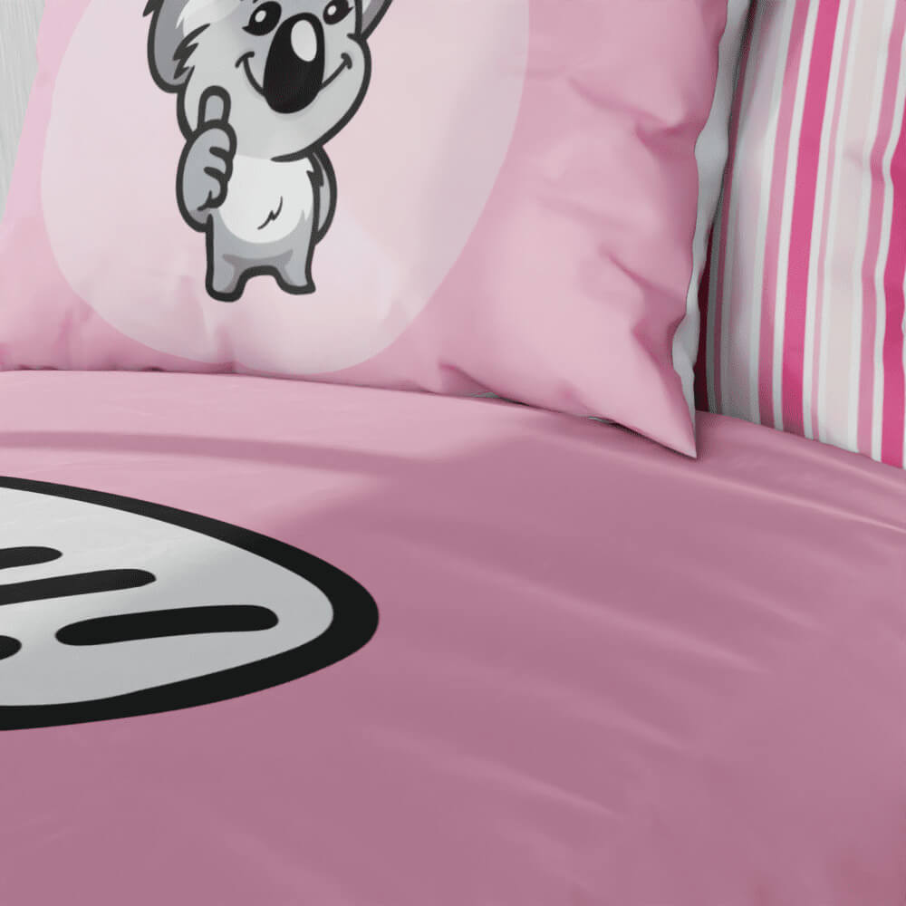 G'Day Koala Pink Striped Reversible Duvet Bed Set - Kidz Bedding