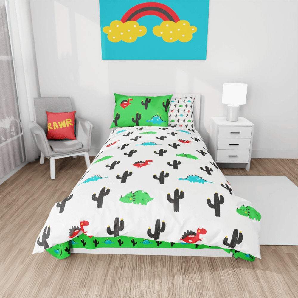 Dinosaur Cactus Reversible Duvet Bed Set - Kidz Bedding