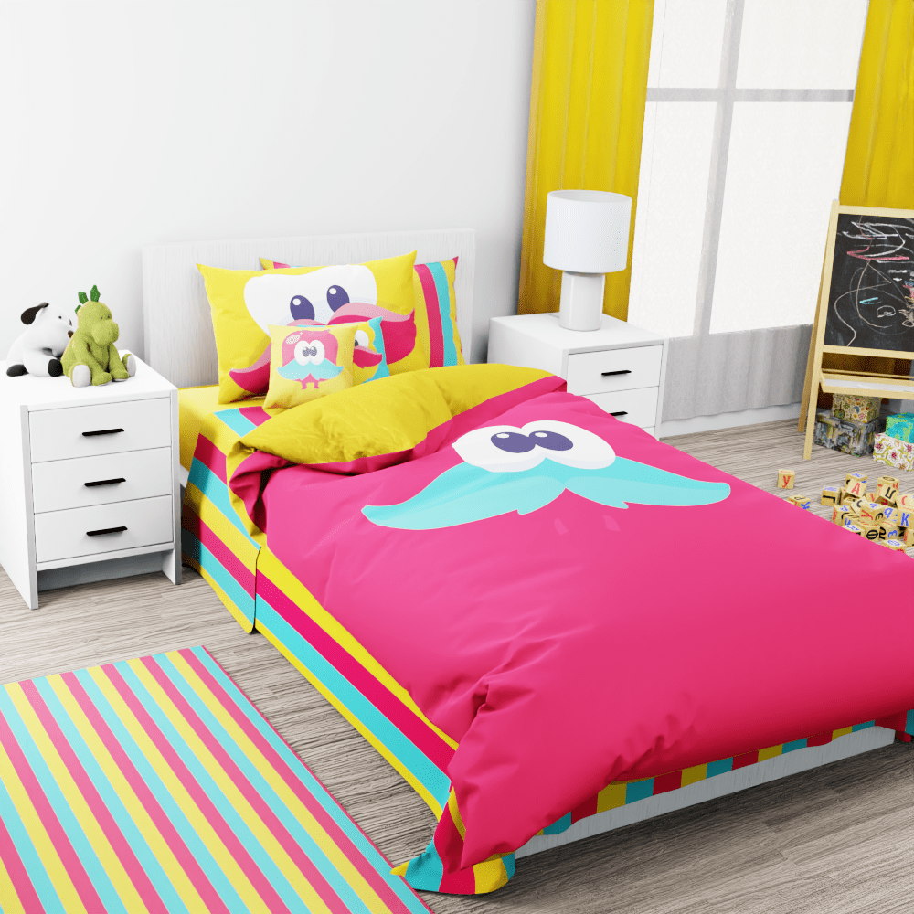 Little Mo Big Eyes Reversible Duvet Bed Set - Kidz Bedding