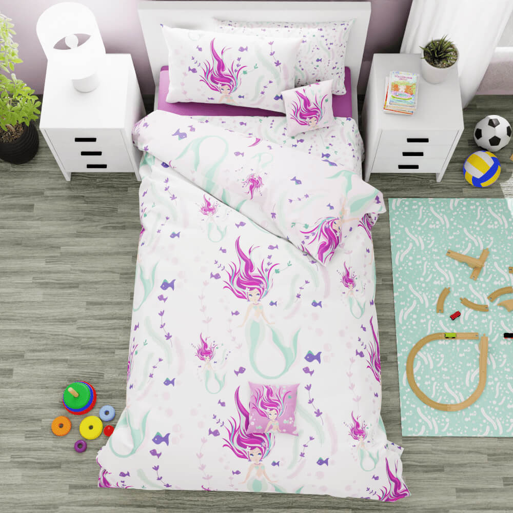 Beautiful Hair Mermaid Reversible Duvet Bed Set - Kidz Bedding