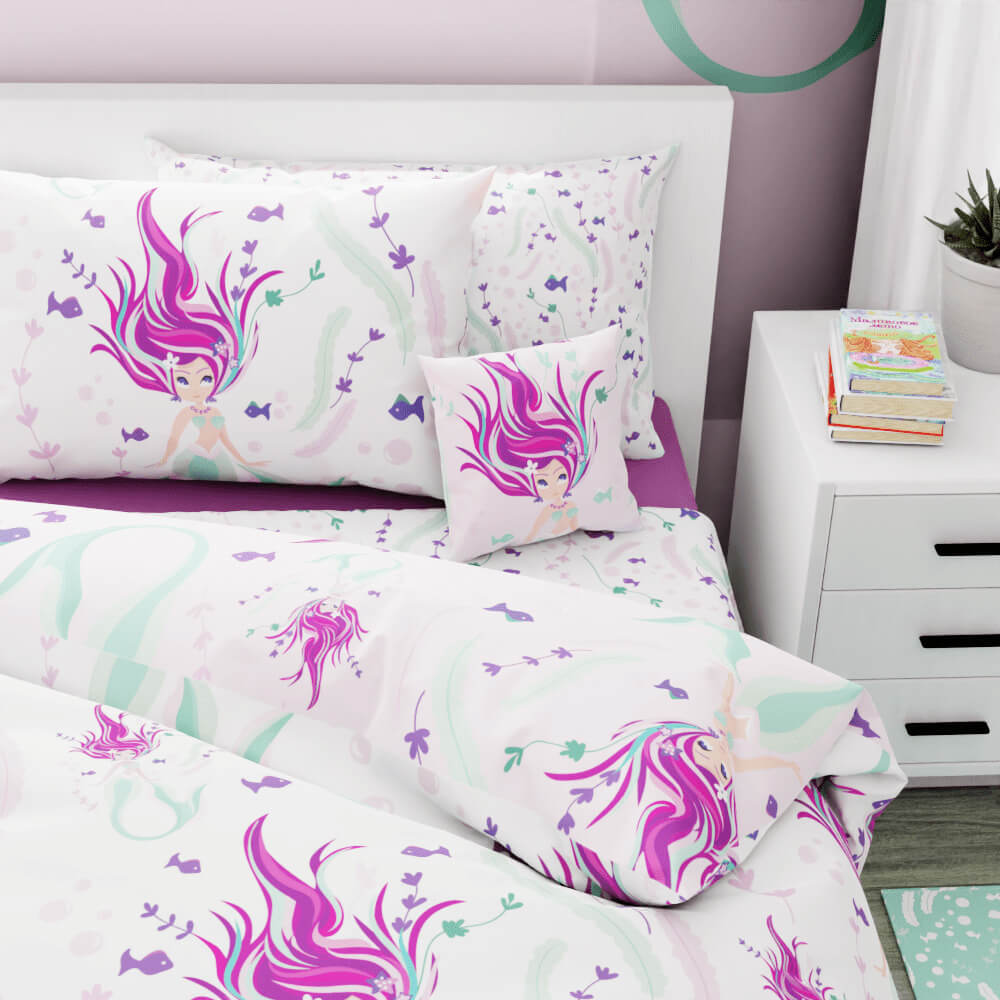 Beautiful Hair Mermaid Reversible Duvet Bed Set - Kidz Bedding