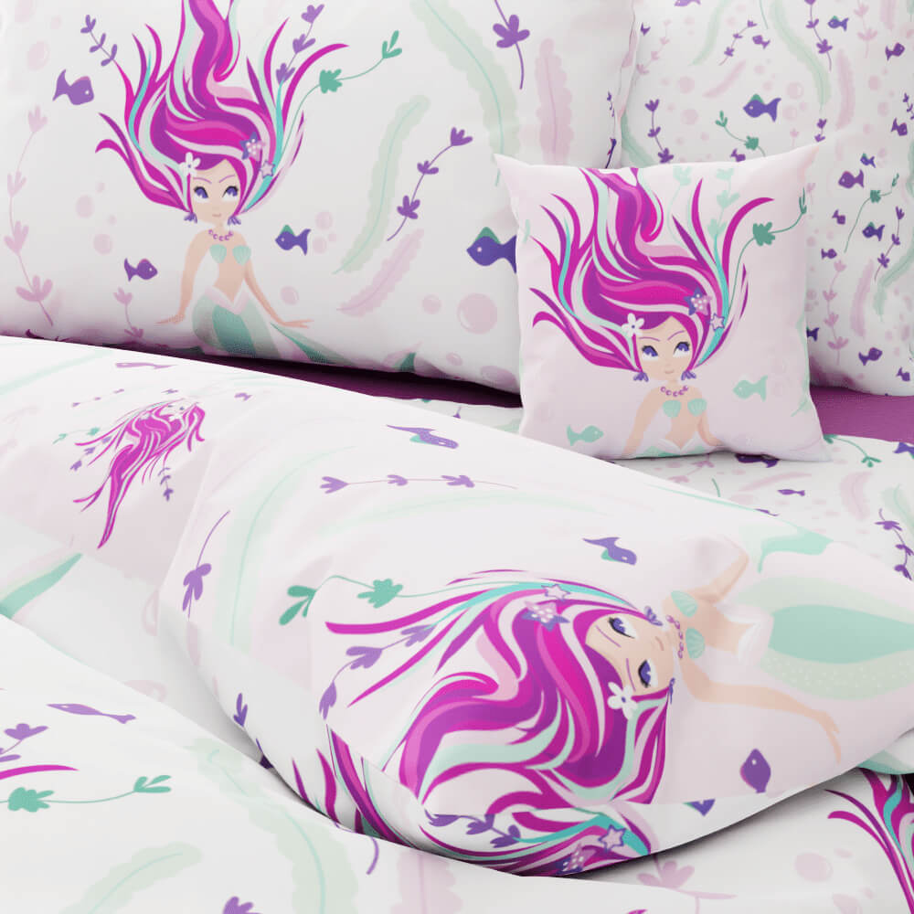 Beautiful Hair Mermaid Reversible Duvet Bed Set - Kidz Bedding