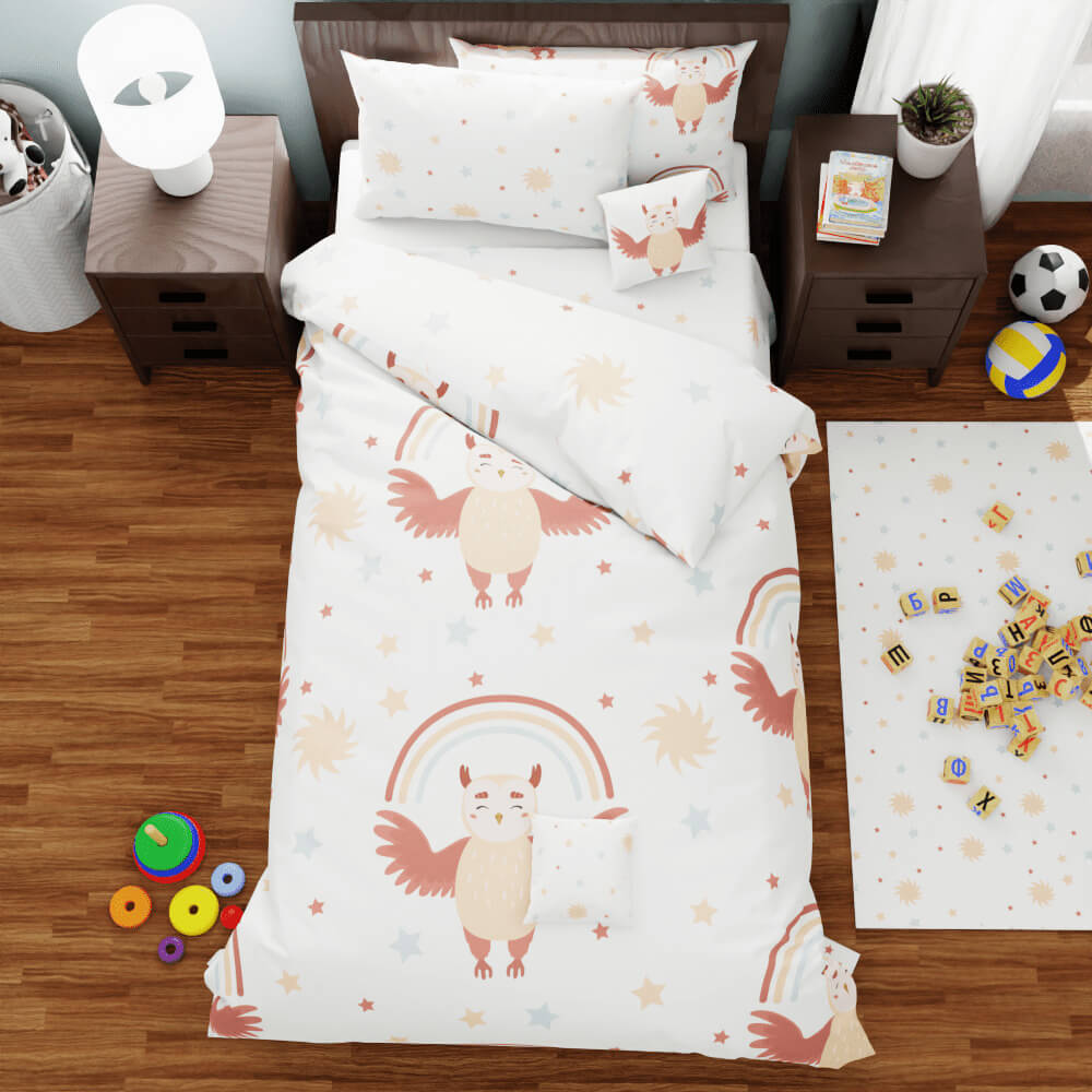 Owls and Rainbows Reversible Duvet Bed Set - Kidz Bedding