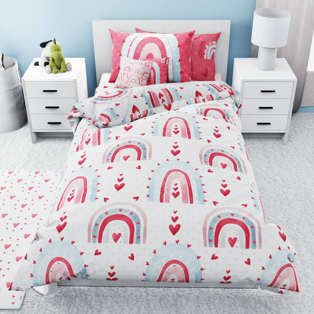 Rainbows & Hearts Duvet Reversible Duvet Bed Set - Kidz Bedding