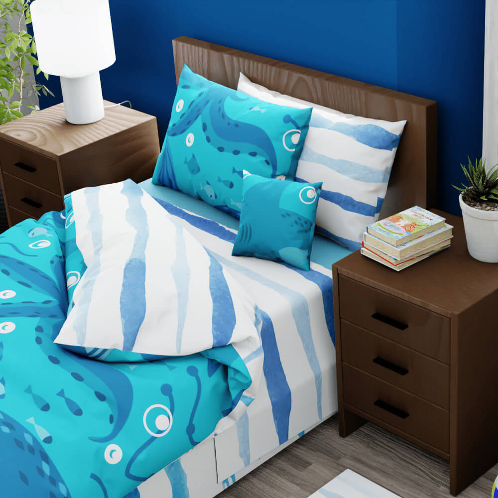 Sea Creatures Ocean Reversible Duvet Bed Set - Kidz Bedding