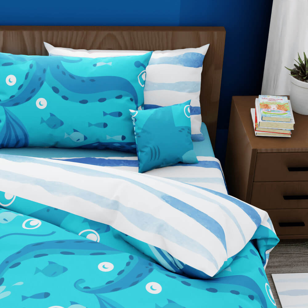 Sea Creatures Ocean Reversible Duvet Bed Set - Kidz Bedding