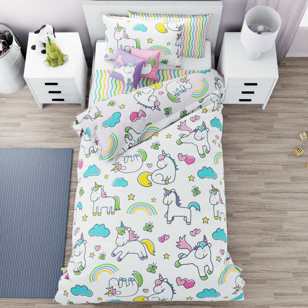 Unicorns Playing Reversible Duvet Bed Set - Kidz Bedding