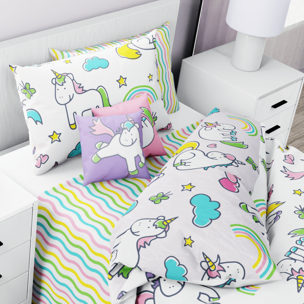 Unicorns Playing Reversible Duvet Bed Set - Kidz Bedding