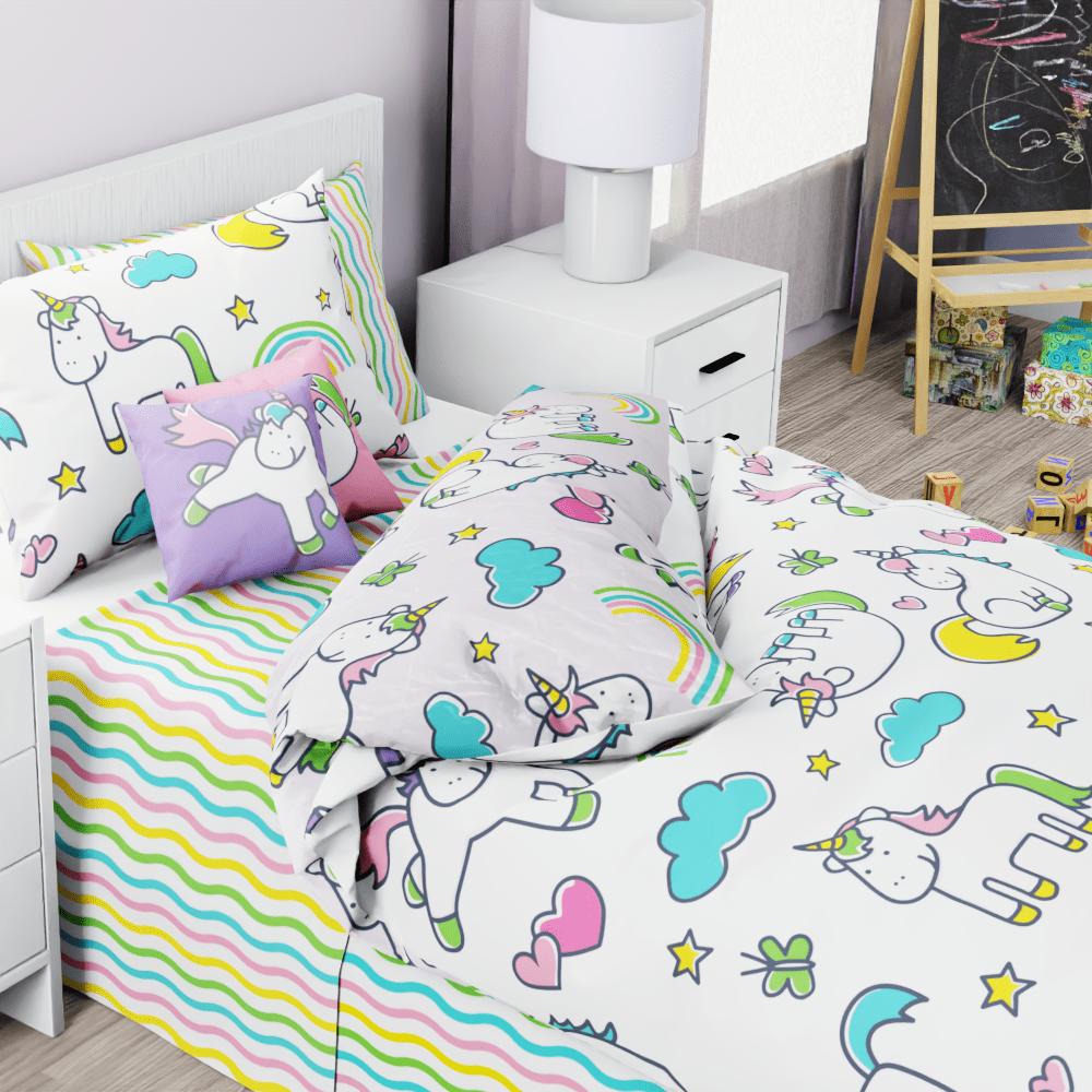 Unicorns Playing Reversible Duvet Bed Set - Kidz Bedding